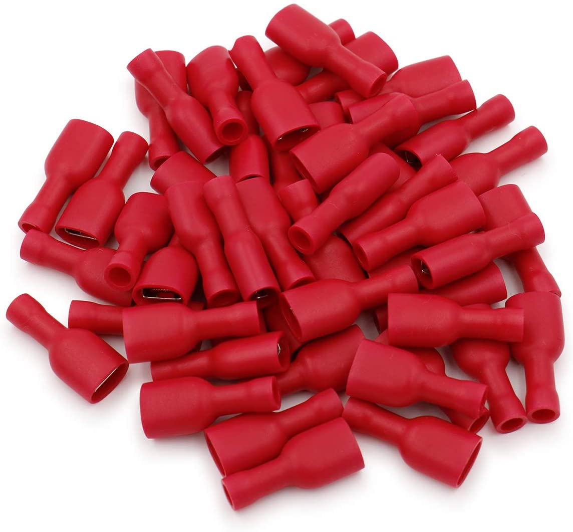 Fully Insulated Spade Connectors Female Crimp Terminal Red